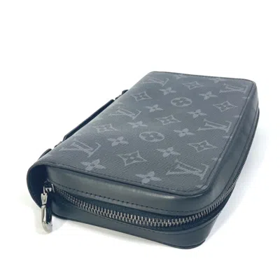 Pre-owned Louis Vuitton Black Monogram Eclipse Canvas Long Wallet (bi-fold) ()