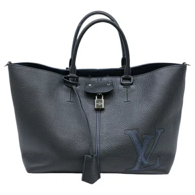 Pre-owned Louis Vuitton Black Navy Leather Tote Bag () In Black, Navy