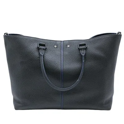 Pre-owned Louis Vuitton Black Navy Leather Tote Bag () In Black, Navy