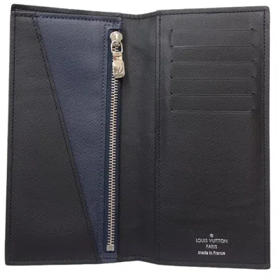 Pre-owned Louis Vuitton Black Navy Leather Wallet (bi-fold) () In Black, Navy