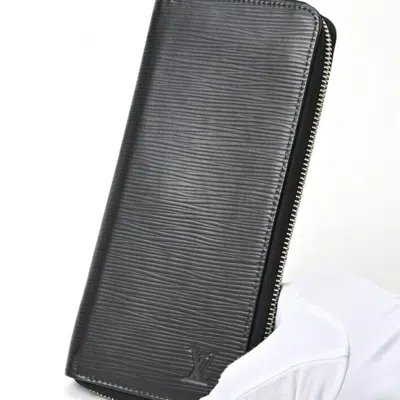 Pre-owned Louis Vuitton Black Noir Epi Leather Long Wallet (bi-fold) () In Black, Noir