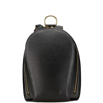 Pre-owned Louis Vuitton Black Noir Leather Backpack () In Black, Noir