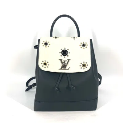 Pre-owned Louis Vuitton Black White Leather Backpack () In Black, White