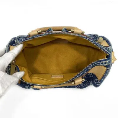 Pre-owned Louis Vuitton Blue Monogram Denim Leather Boston Bag Handbag ()