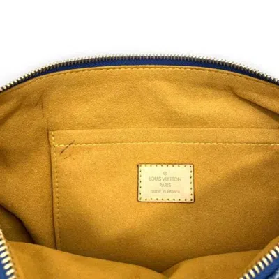 Pre-owned Louis Vuitton Blue Monogram Denim Leather Boston Bag Handbag ()