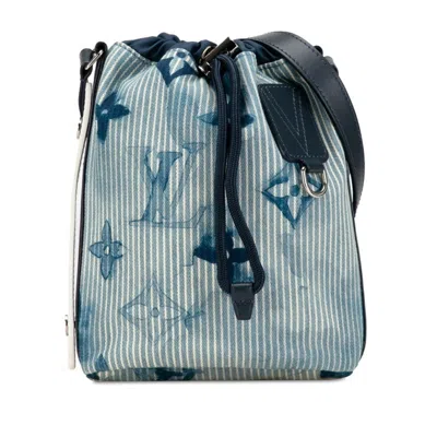 Pre-owned Louis Vuitton Blue Navy Cotton Canvas Leather Shoulder Bag () In Blue, Navy