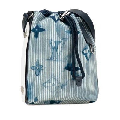 Pre-owned Louis Vuitton Blue Navy Cotton Canvas Leather Shoulder Bag () In Blue, Navy
