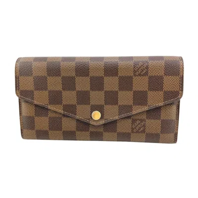 Pre-owned Louis Vuitton Brown Pink Damier Canvas Long Wallet (bi-fold) () In Brown, Pink