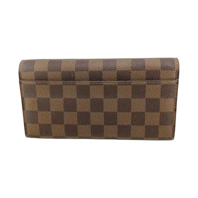 Pre-owned Louis Vuitton Brown Pink Damier Canvas Long Wallet (bi-fold) () In Brown, Pink