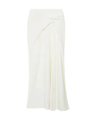 Another Tomorrow Asymmetrcal Twist Crepe Skirt In White
