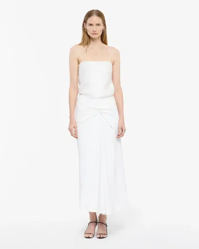 Another Tomorrow Asymmetrcal Twist Crepe Skirt In White