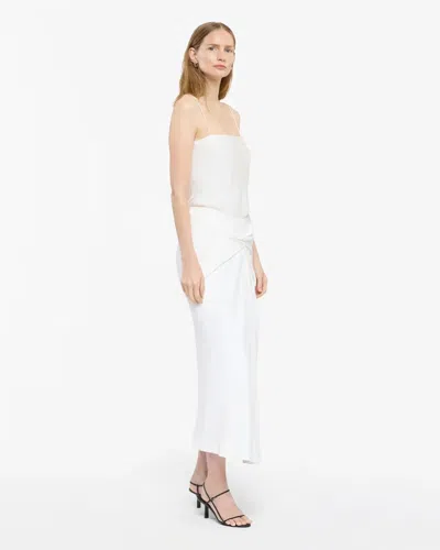 Another Tomorrow Asymmetrcal Twist Crepe Skirt In White