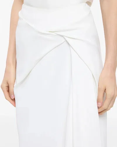 Another Tomorrow Asymmetrcal Twist Crepe Skirt In White