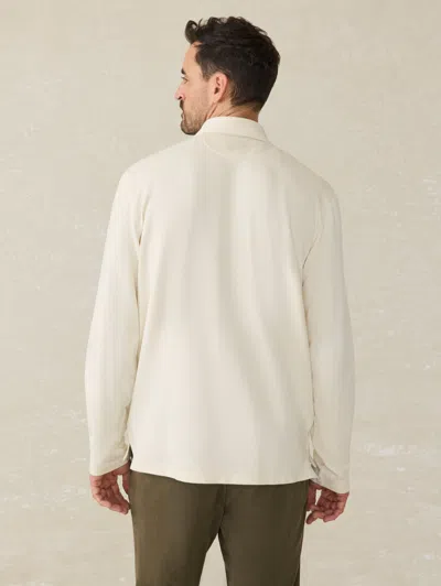 Faherty Long-sleeve Twill Knit Polo Shirt In Coastal Cream