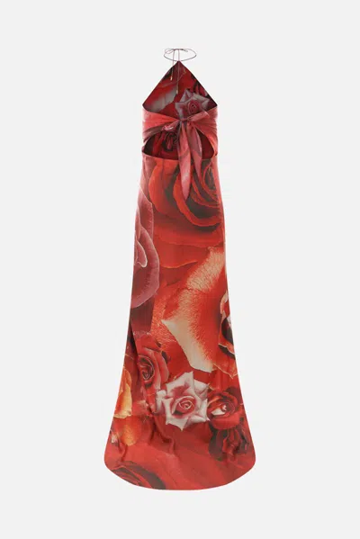 Roberto Cavalli Garden Rose-print Maxi Dress In Red