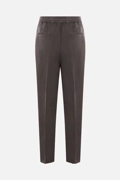 Brunello Cucinelli Linen Trousers Pants Brown In Brown
