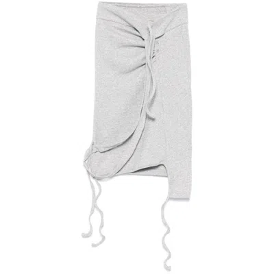 Ottolinger Ribbed Mini Skirt With Asymmetric Hem And Deconstructed Straps In Grey