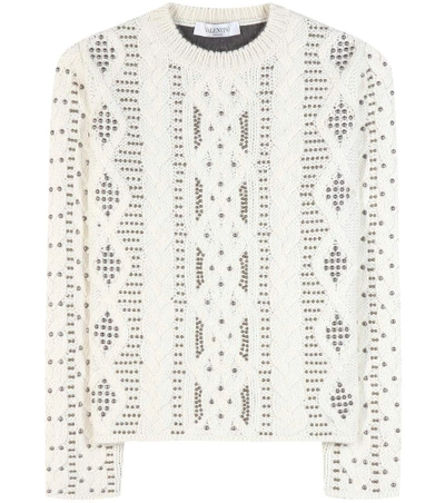 Valentino Embellished Wool And Alpaca Sweater In Ivory