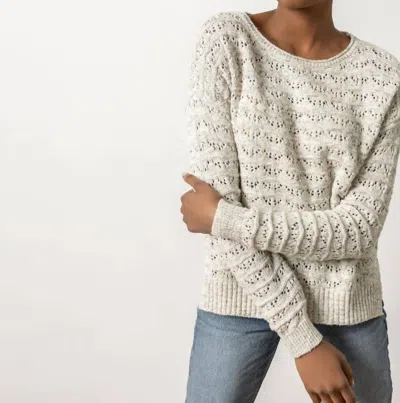 Lilla P Pointelle Boatneck Sweater In Mist Marl In Multi