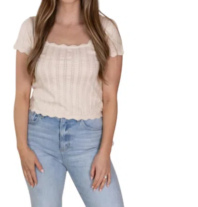 The Moment Collection Remi Scalloped Knit Top In Cream In White