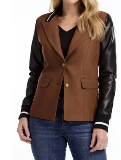 Fdj Mixed Media Blazer In Espresso In Brown