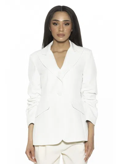 Alexia Admor Ruched Sleeve One-button Blazer In Multi