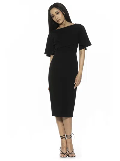 Alexia Admor Women's Ariah Draped Knee Sheath Dress In Black