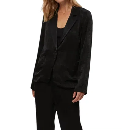 Michael Stars Paula Hammered Satin Blazer In Black