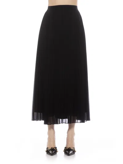 Alexia Admor Kesia Midi Chiffon Pleated Skirt In Black