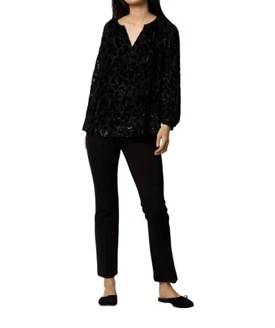 Ann Mashburn Ariana Blouse In Black Leopard Fil Coupé Georgette In Multi
