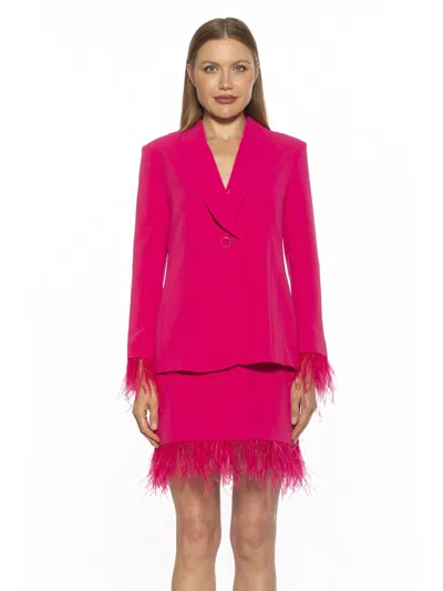 Alexia Admor Vida Ostrich Feather Cuff Blazer In Pink