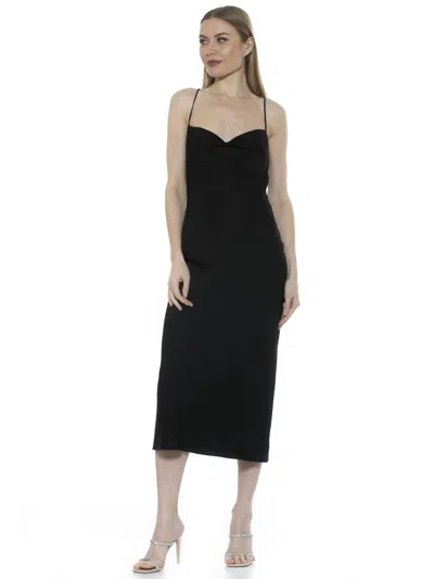 Alexia Admor Dionee Draped Cowl Neck Midi Dress In Black