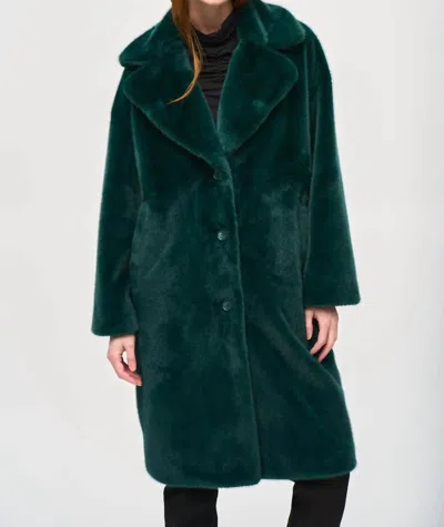 Joseph Ribkoff Faux Fur Straight Coat In Absolute Green In Multi