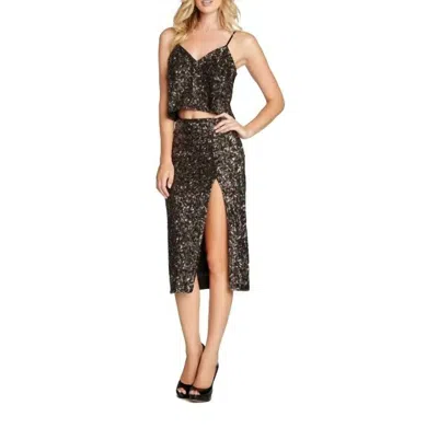 Dress The Population Alessandra Sequin Midi Pencil Skirt In Gold, Black In Multi