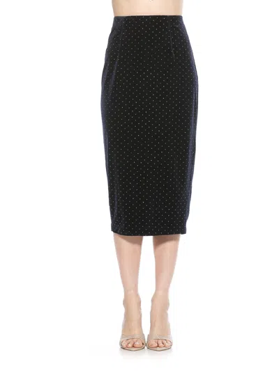 Alexia Admor Jayden Studded Velvet Midi Skirt In Blue