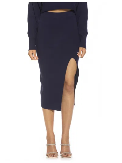 Alexia Admor Ribbed Midi Skirt In Blue