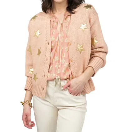 Ivy Jane Gold Star Cardigan In Blush In Gold