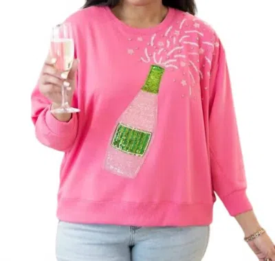 Mary Square Pop The Bubbly Sweatshirt In Sarah Champagne Pink In Multi