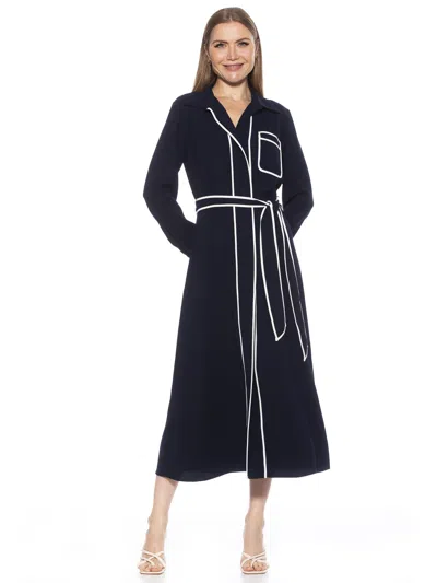 Alexia Admor Halima Long Sleeve Maxi Shirtdress In Blue