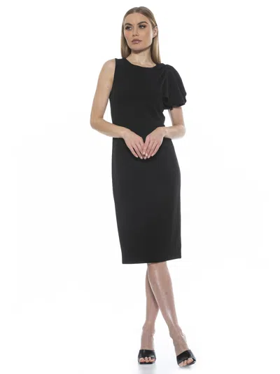 Alexia Admor Draped Sheath Midi Dress In Black