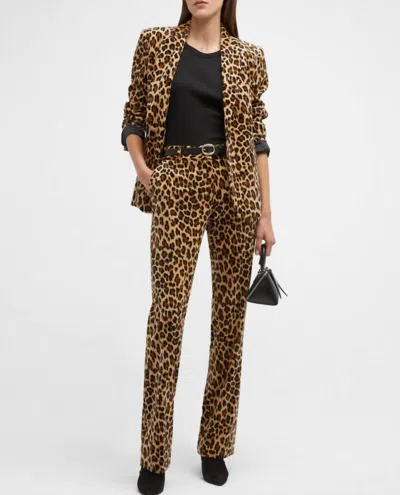 Frame Leopard Velvet Mini Boot High Waist Pants In Multicolor