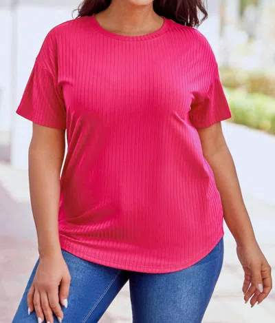 Dear Lover Rose Plus Size Ribbed Knit Top In Pink In Pink