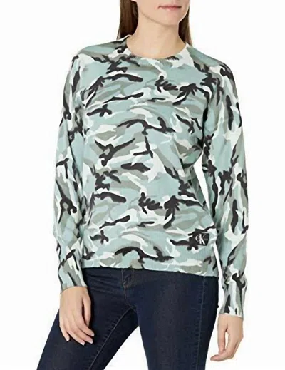 Calvin Klein Camouflage Crewneck Sweater In Green In Green