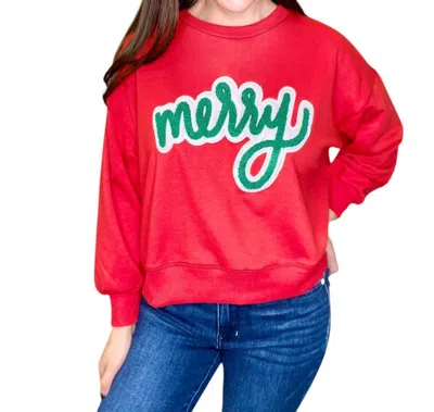 Mary Square Merry Sweatshirt In Red In Red
