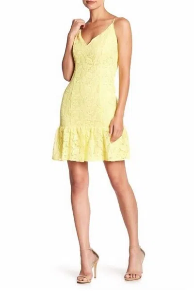 Bb Dakota Rsvp Gisel Lace V Neck Spaghetti Straps Mini Dress In Yellow In Yellow
