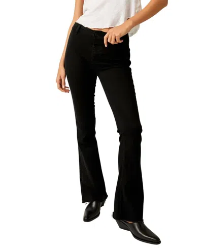 Free People Level Up Side Slit Bootcut Jeans In Black