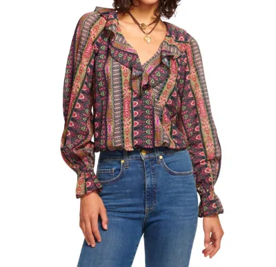 Ramy Brook Scout V-neck Ruffle Blouse In Multi