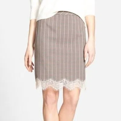 Chelsea28 Lace Trim Plaid Pencil Skirt In Cream In White