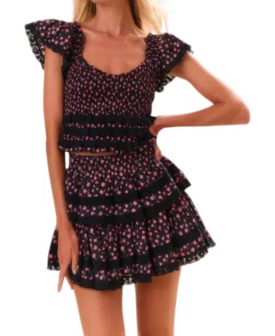 Loveshackfancy Beaming Top In Pink Noir In Multi