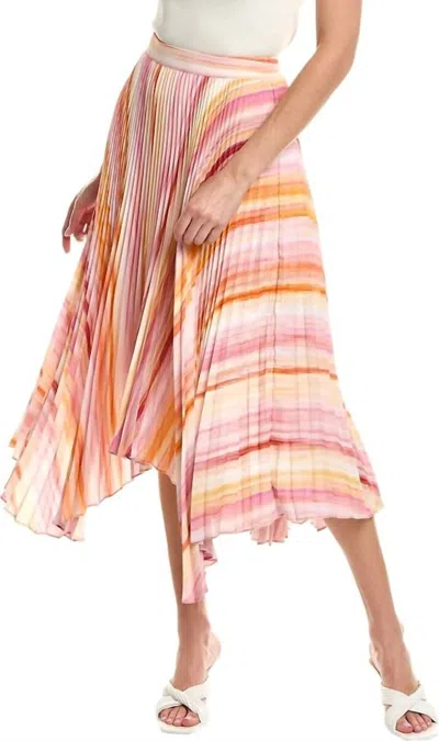 Bcbgmaxazria Pleated Multi Print Midi Skirt In Multicolor In Multi